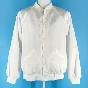 90s blank white satin bomber jacket 1990s vintage